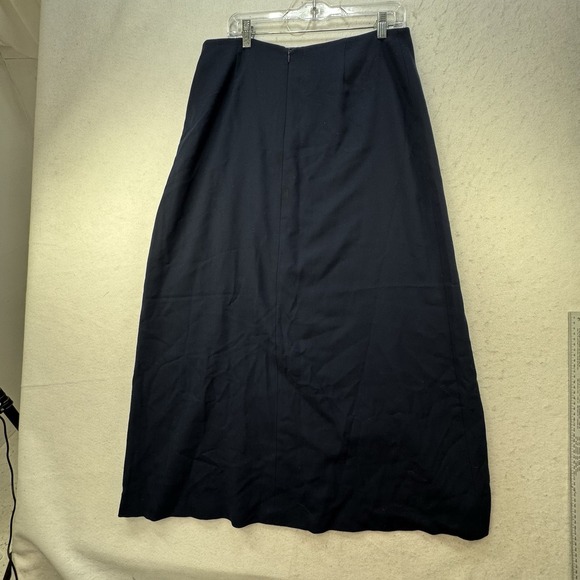 VINTAGE LRL Ralph Lauren Skirt Womens 14 Blue 100% Wool Career Made In USA USA - Picture 6 of 9